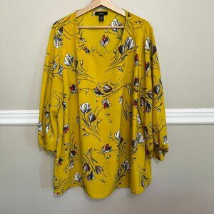 SOLD**Whimsy Cottage Core ALFANI Wm 3X Boho mini dress Mustard floral tunic